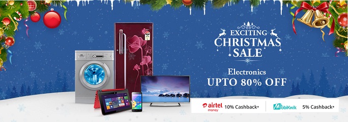 India Desire : Shopclues Christmas Sale 20th-25th Dec 2016: Upto 80% Off On Electronics + Extra 10% Off On Prepaid Order